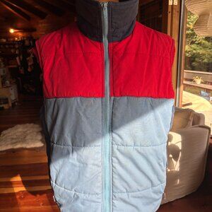 Vintage puffer vest - blue and red
